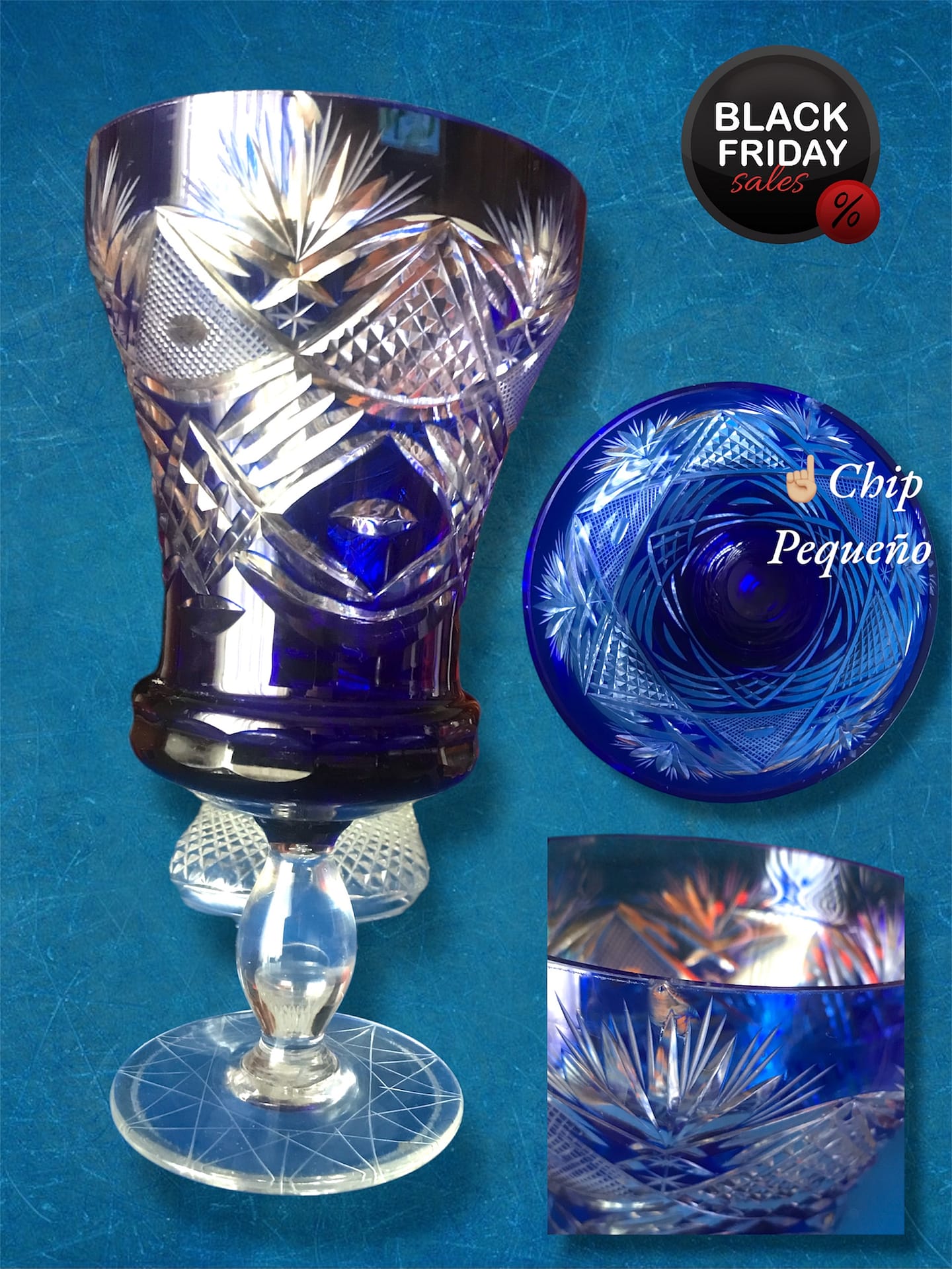 Potiche en cristal checoslovaco grande - Image 2